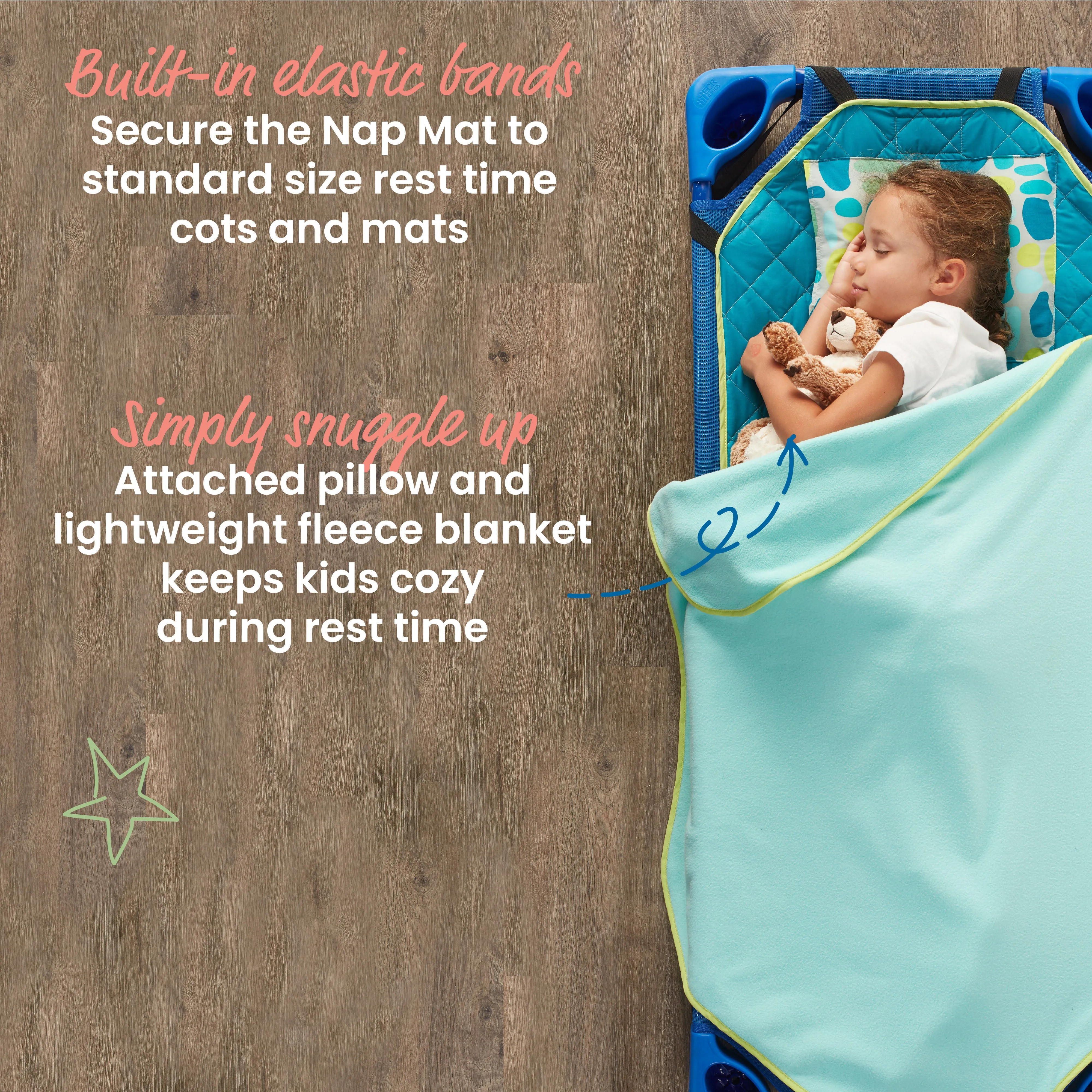 Toddler Nap Mat Companion - Portable All-in-One Preschool/Daycare Nap Bundle