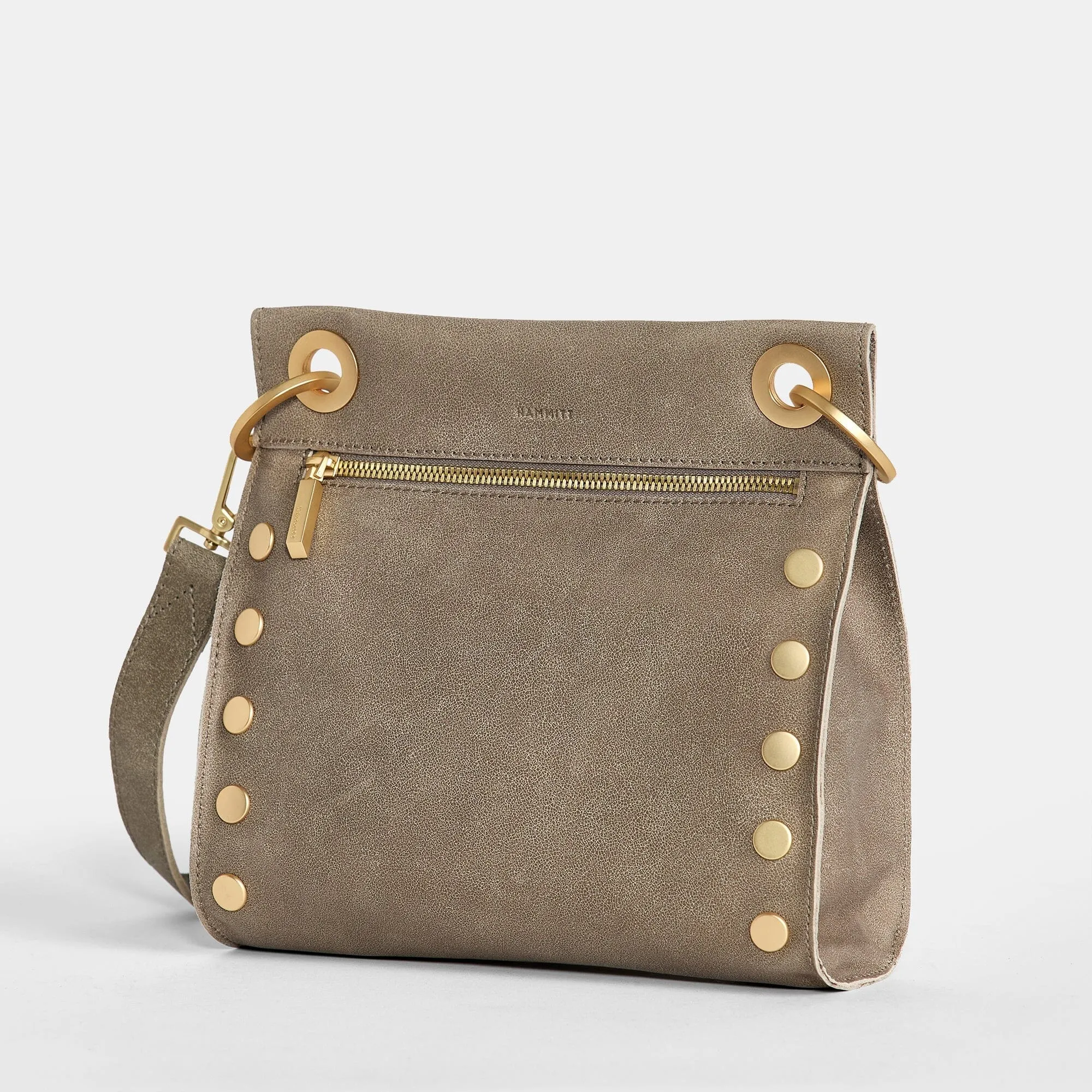 Tony Medium Leather Crossbody Bag - Pewter and Brushed Gold