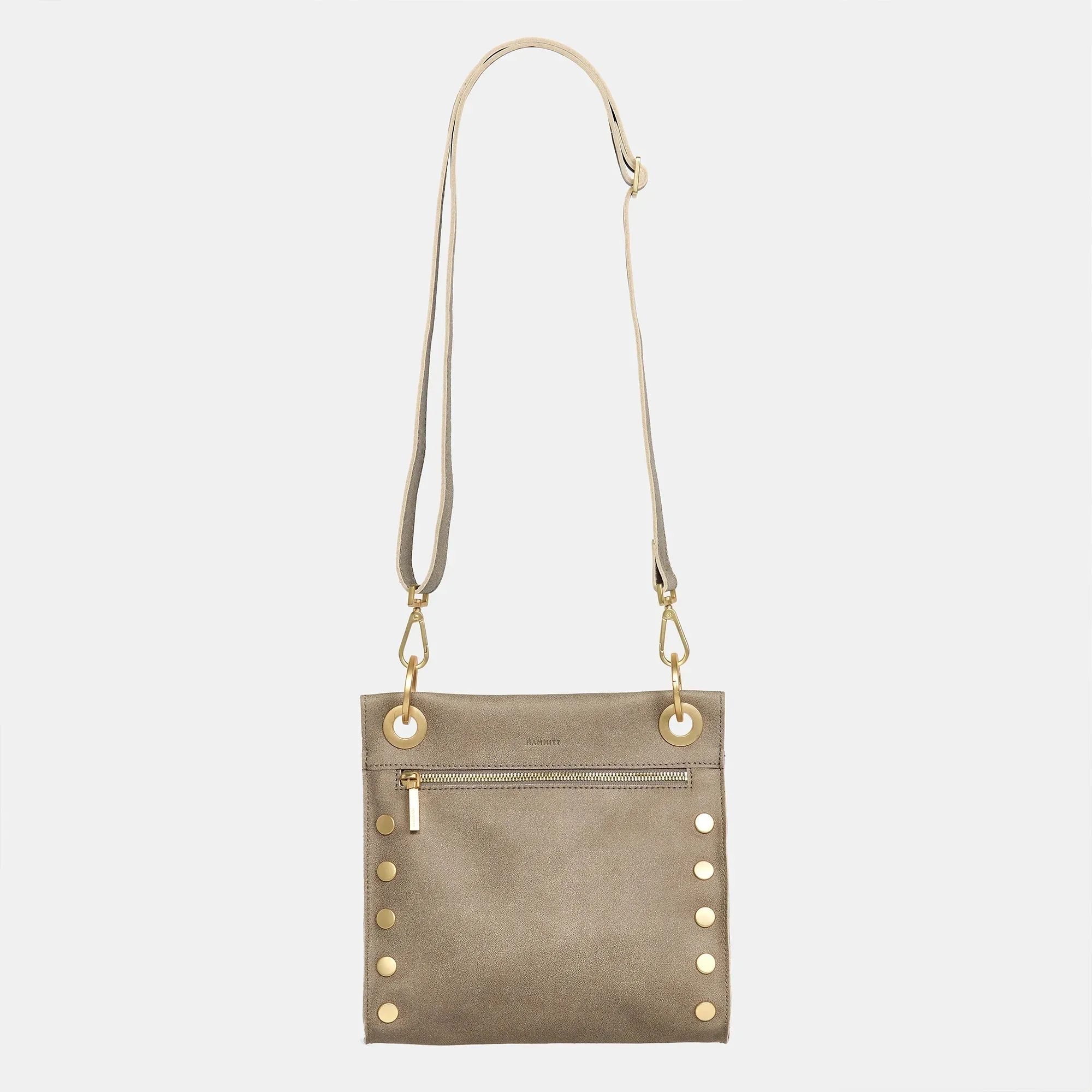 Tony Medium Leather Crossbody Bag - Pewter and Brushed Gold