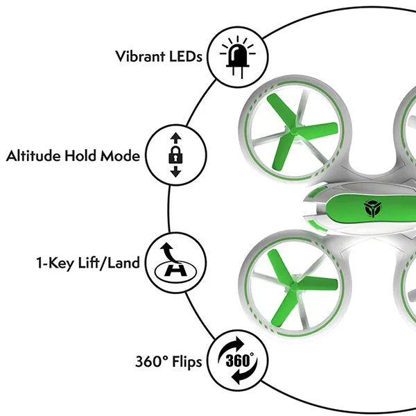 UFO 3000 - Speed LED Mini Stunt Drone for Beginners, Remote Control, 4 Channels - Ages 14 