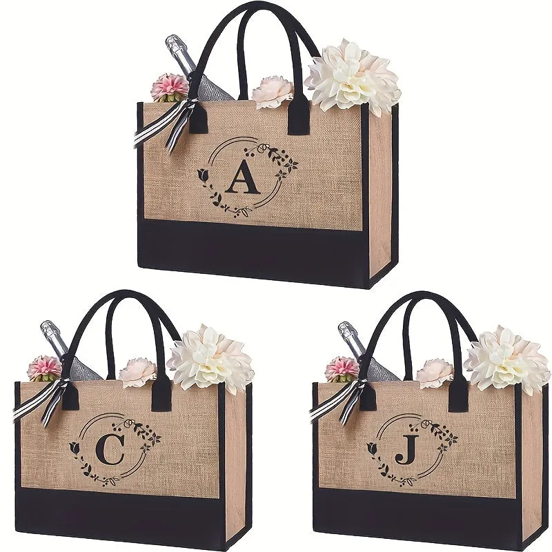 Versatile Letter Print Tote Chic Handbag for Shopping  Gifting