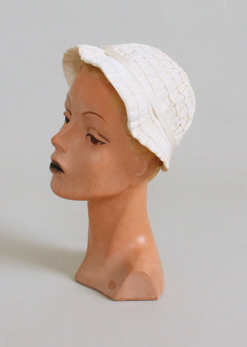 Vintage 1930s Summer White Bucket Hat