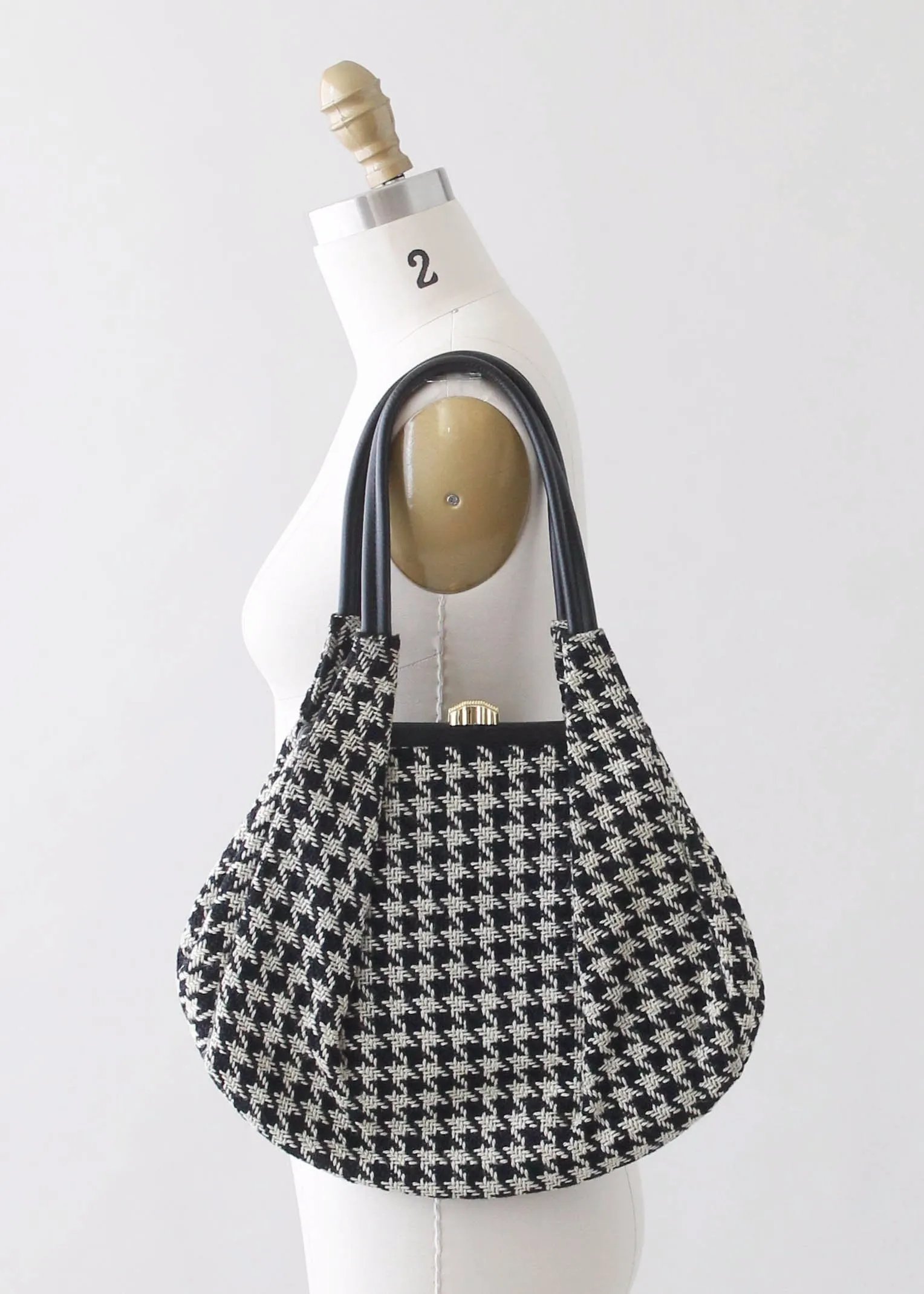 Vintage 1960s Wool Houndstooth Purse