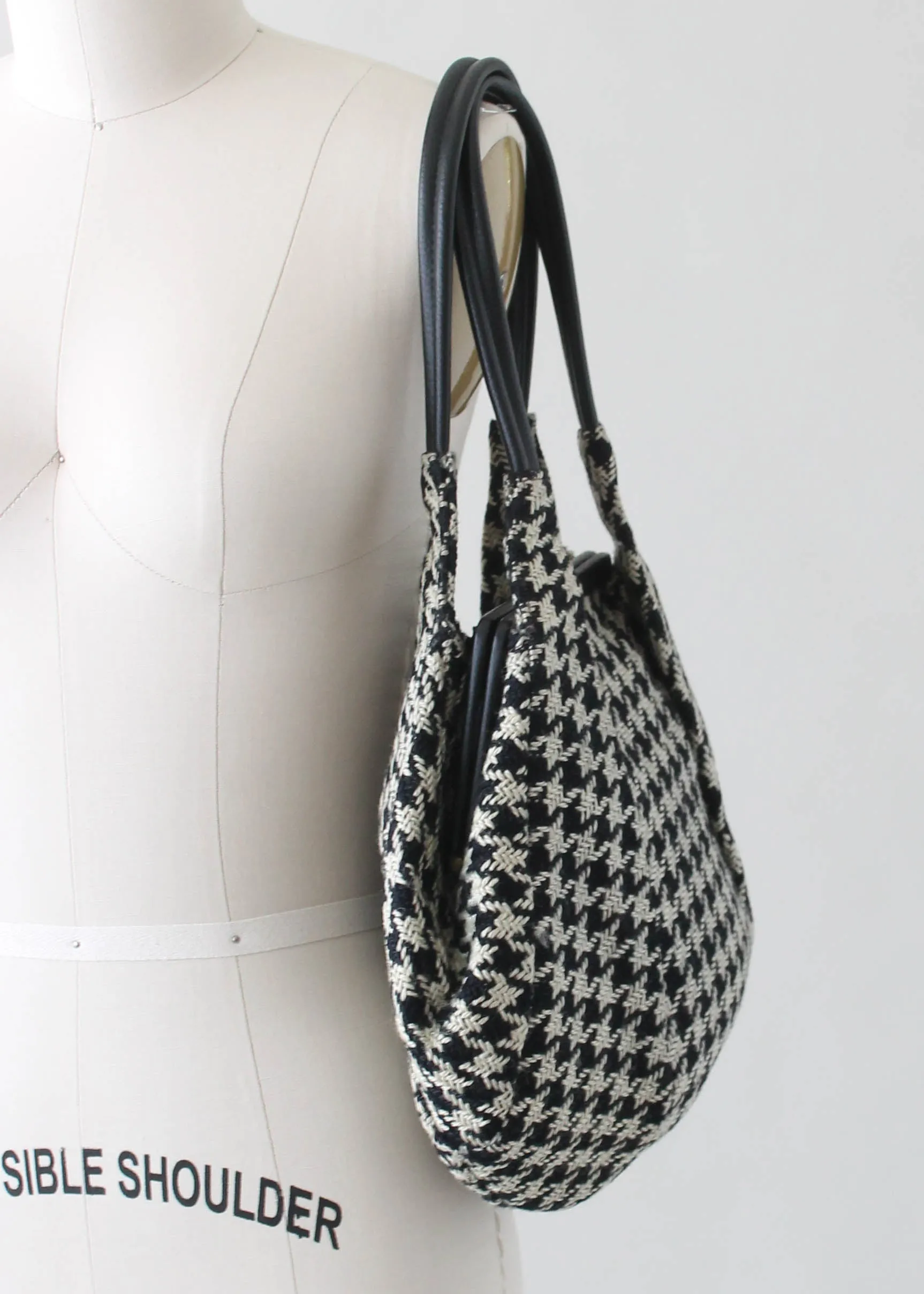 Vintage 1960s Wool Houndstooth Purse