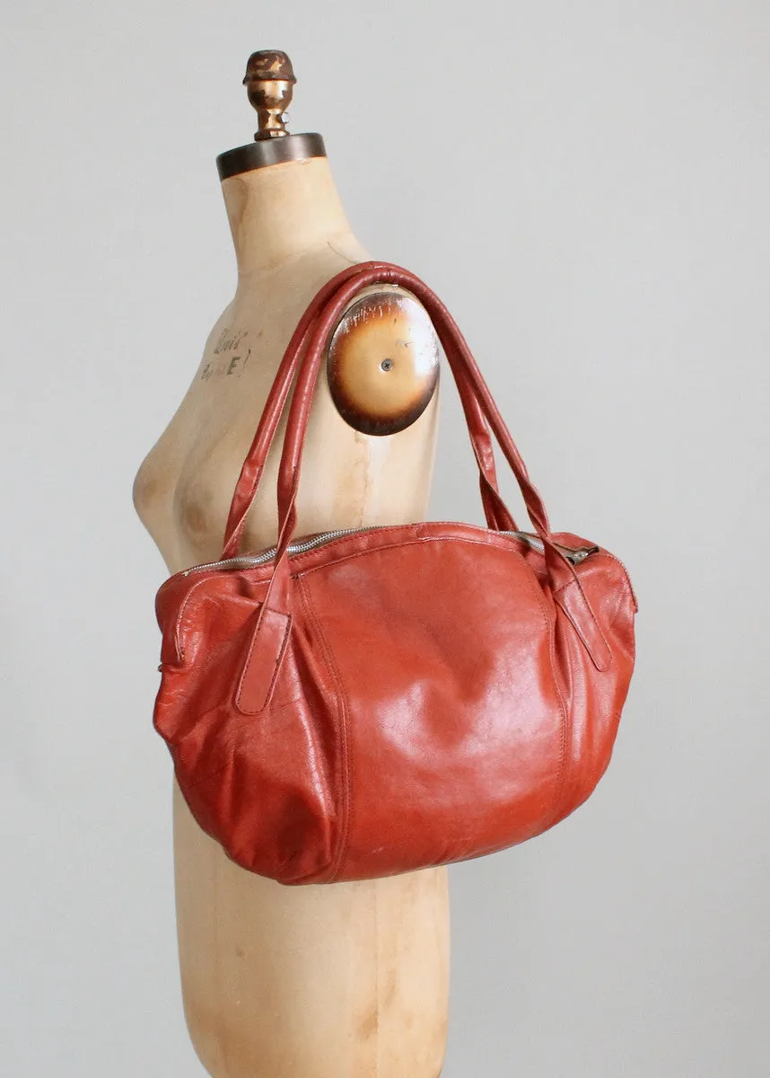 Vintage 1970s Brown Leather Slouch Bag Purse