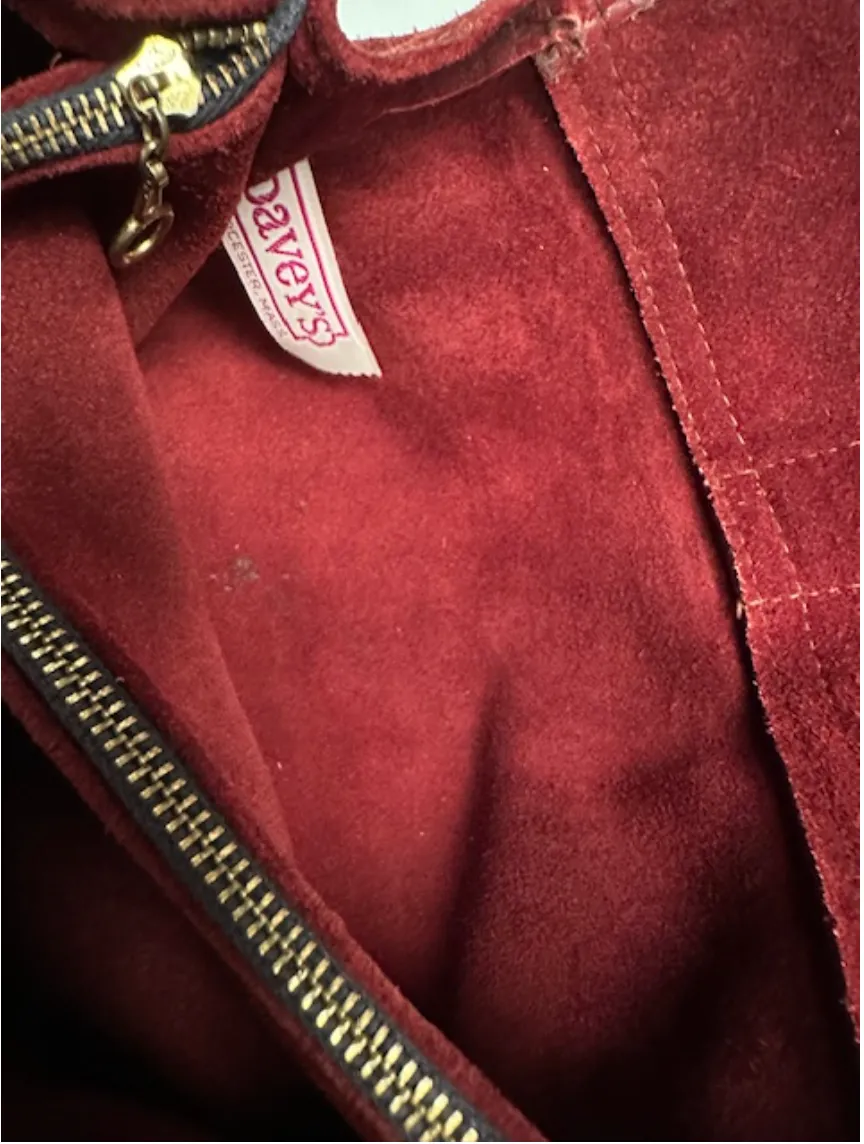 Vintage 1970s Burgundy Suede Shoulder Bag