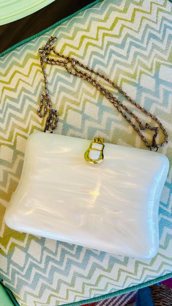 Vintage Lucite Pearl Marbolized Purse