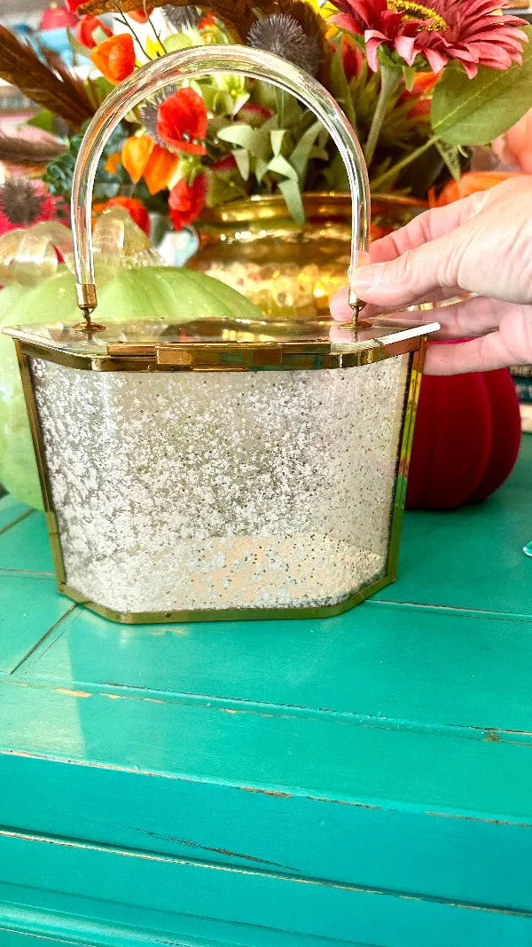 Vintage Lucite Purse - Gold Iridescent