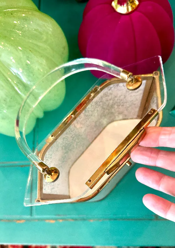 Vintage Lucite Purse - Gold Iridescent