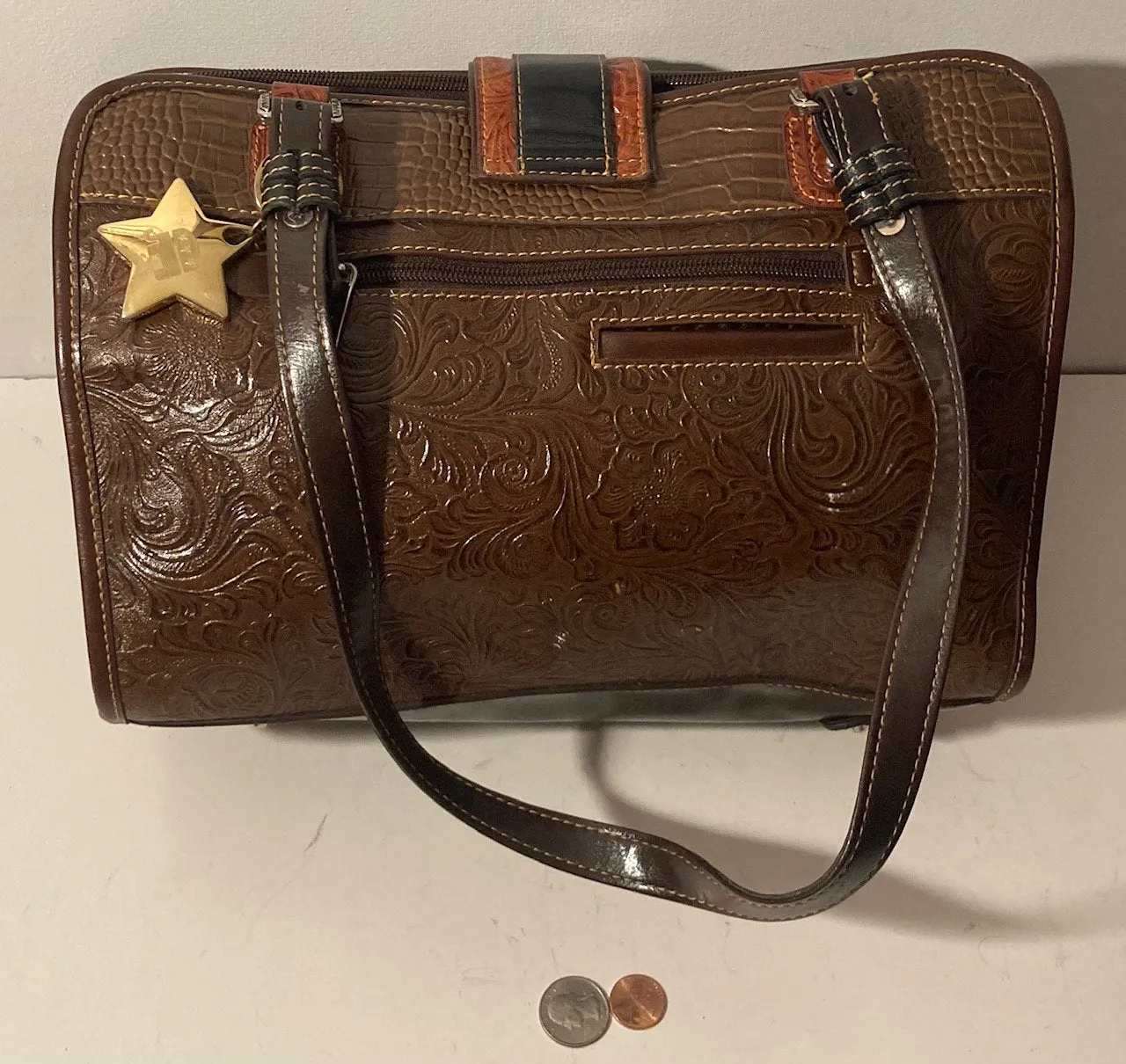 Vintage M.C. Purse, Quality, Lots of Pockets, 12 x 9" x 4 1/2", Western Style, Country and Western, Fashion, Accessory, Bag, Pouch