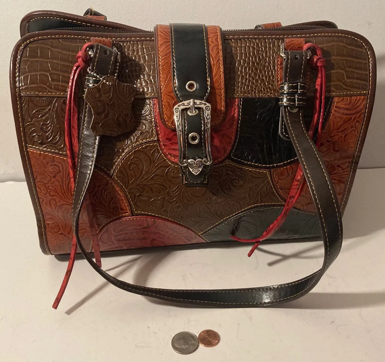 Vintage M.C. Purse, Quality, Lots of Pockets, 12 x 9" x 4 1/2", Western Style, Country and Western, Fashion, Accessory, Bag, Pouch