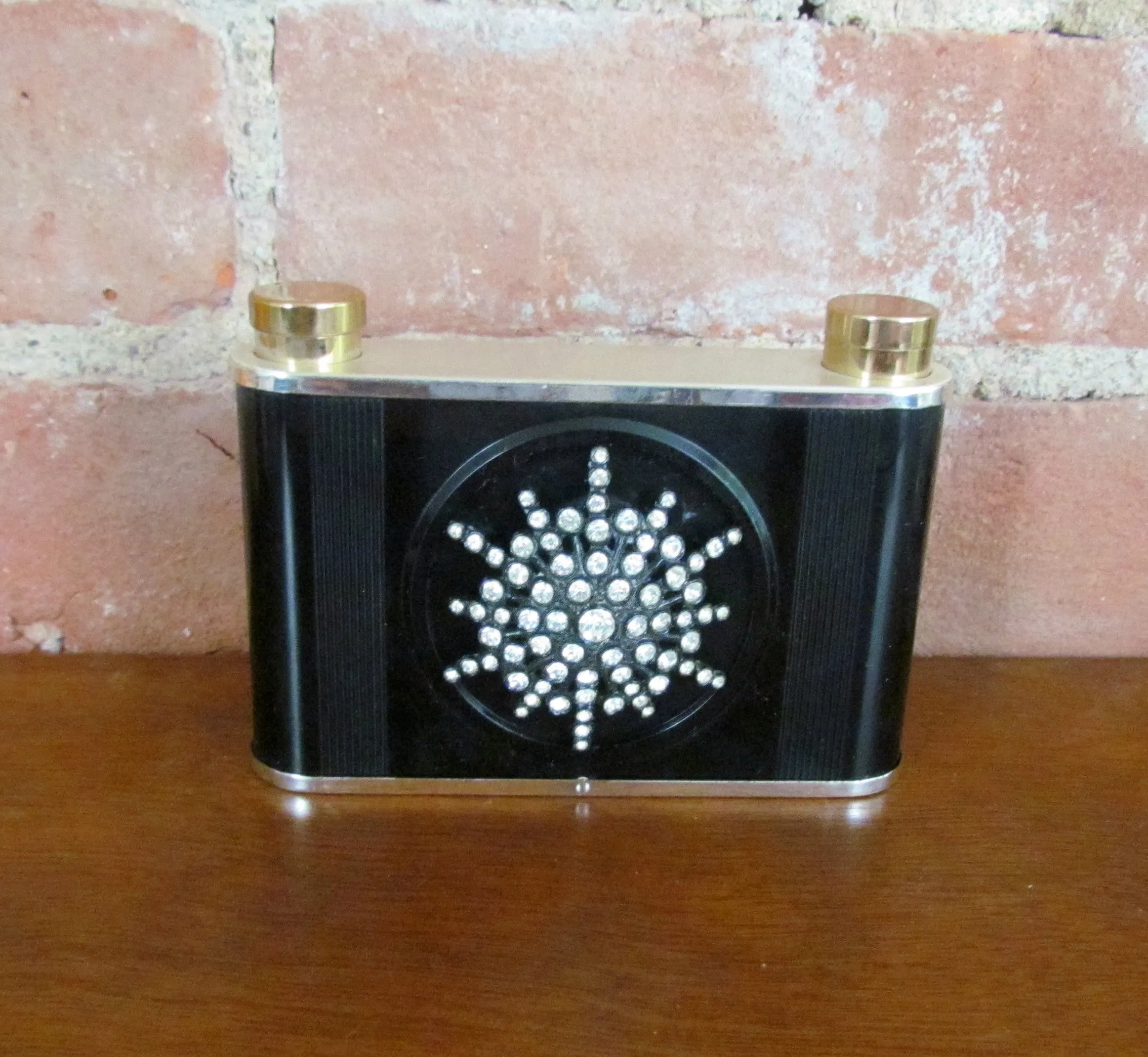 Vintage Rhinestone Lighter Lipstick Cigarette Case Purse 1950's Unique Compact Purse