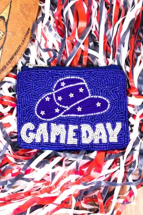 Viola Hat's Off Game Day Blue and White Seed Bead Coin Purse