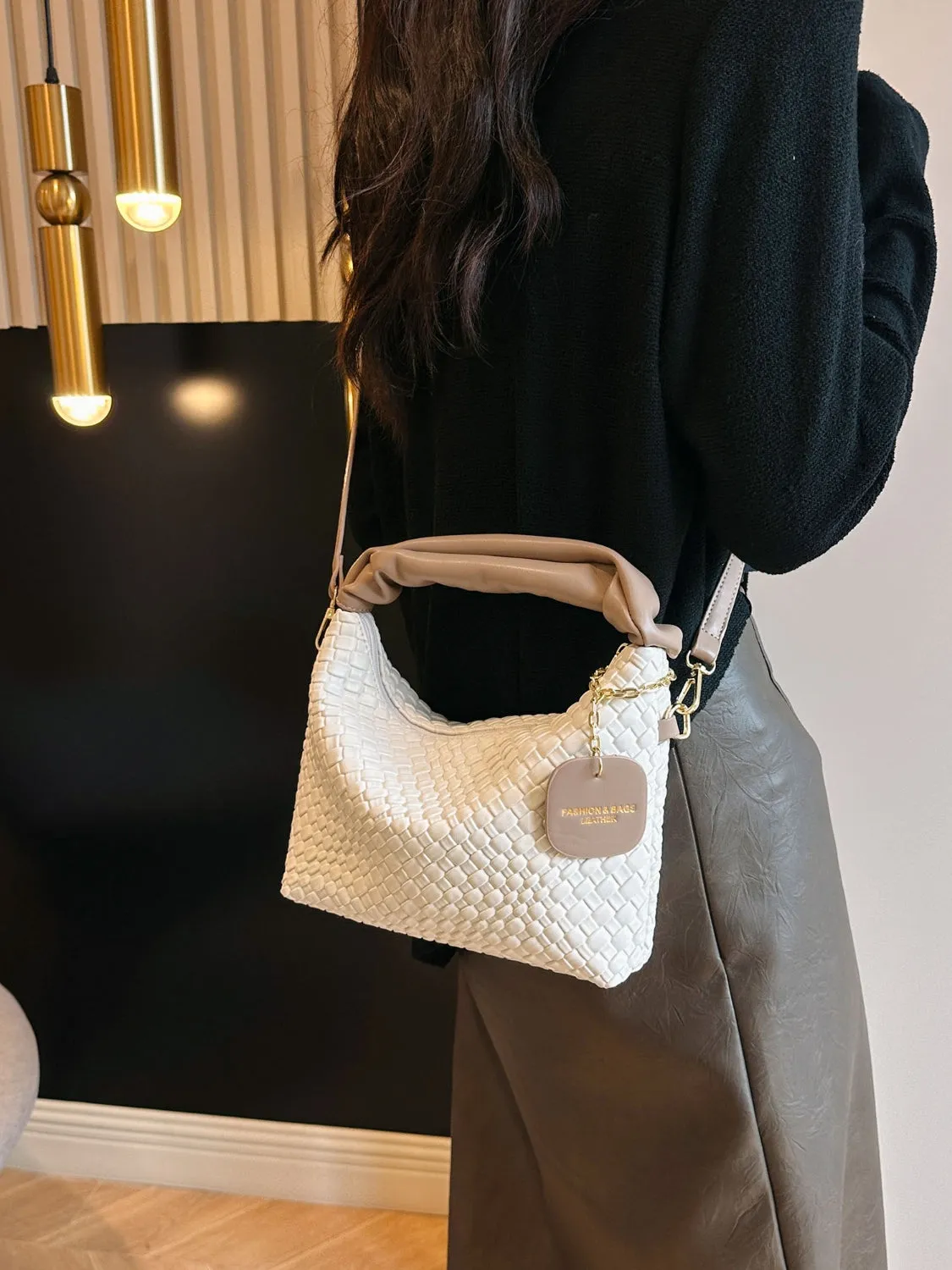 Vyolette PU Leather Woven Crossbody Bag