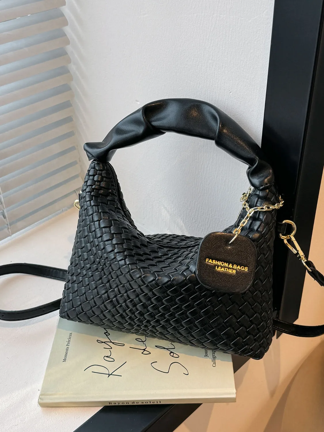 Vyolette PU Leather Woven Crossbody Bag