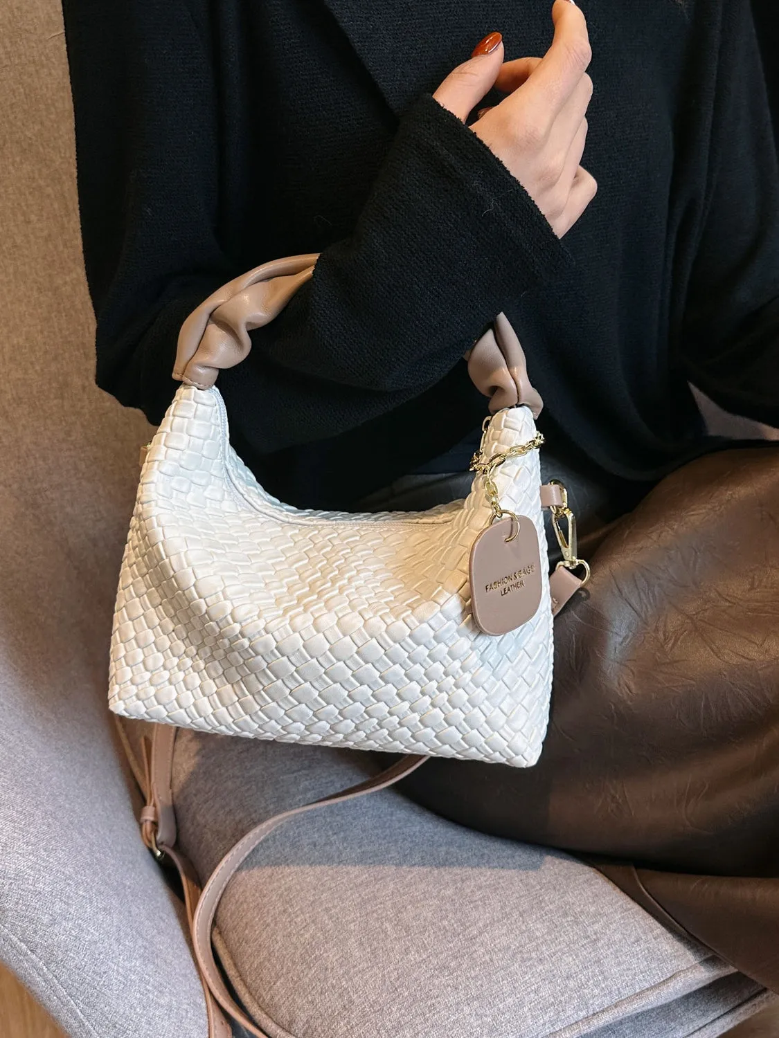 Vyolette PU Leather Woven Crossbody Bag