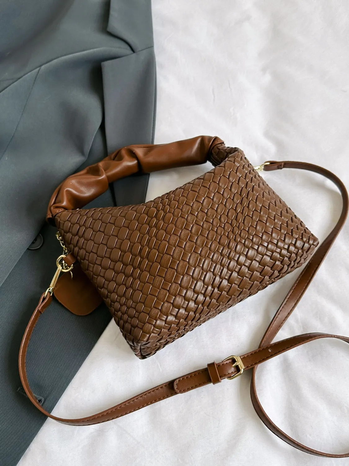 Vyolette PU Leather Woven Crossbody Bag