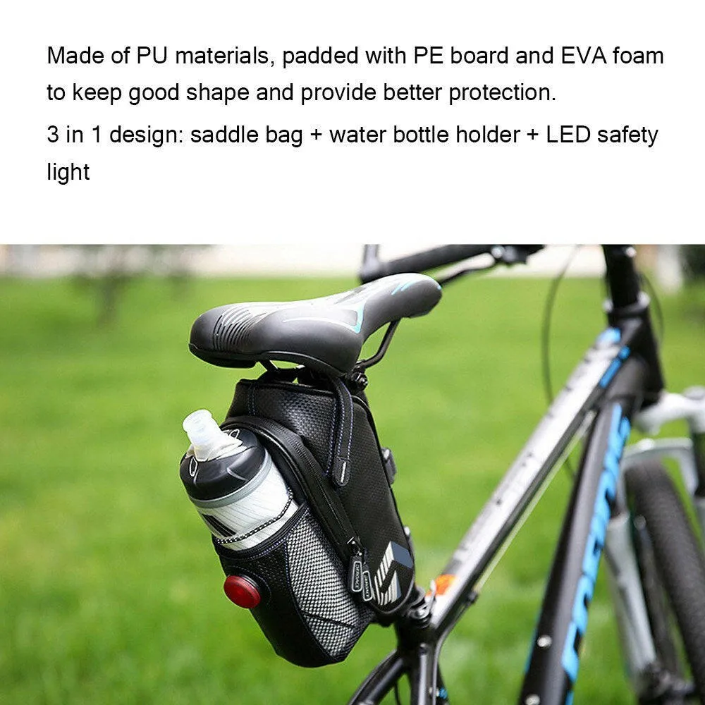 Water Resistant Bike Saddle Bag Bicycle Under Seats Pouch With Tail Light for Cycling Accessories