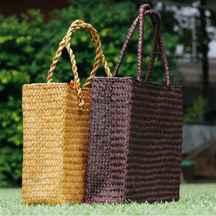 Watergrass Woven Handbag - Women's Retro Simple Beach Summer Straw Bag - Bohemian Tote Bag - Woman's Vacation Purse Wedding Christmas Gifts