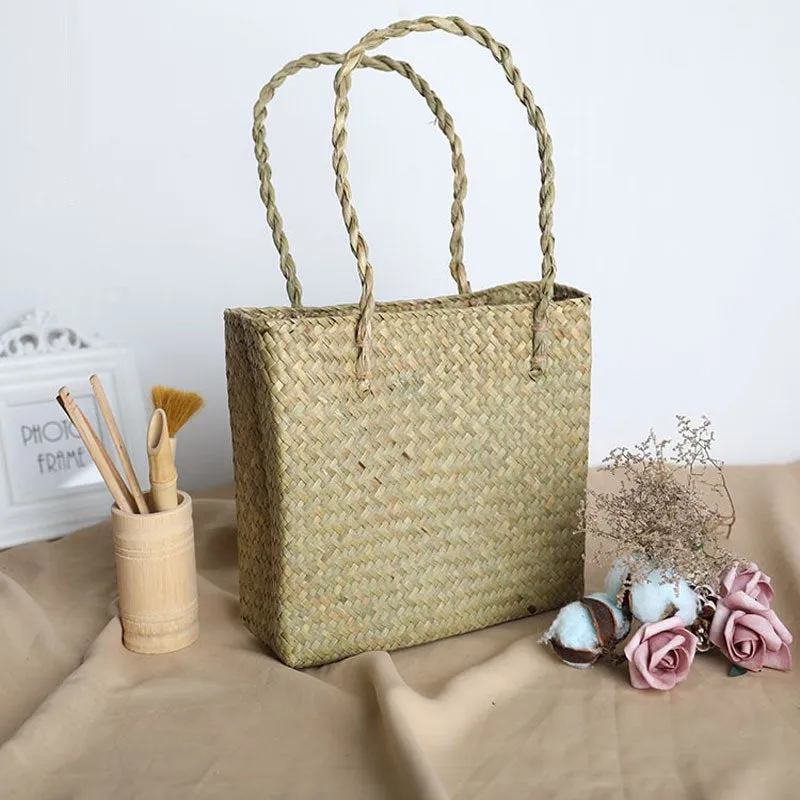 Watergrass Woven Handbag - Women's Retro Simple Beach Summer Straw Bag - Bohemian Tote Bag - Woman's Vacation Purse Wedding Christmas Gifts