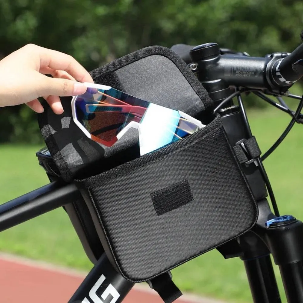 Waterproof Bicycle Front Frame Bag Double Pouch & 7.2 Inch Phone Touch Screen Bag Cycling Travel MTB Top Tube Bag