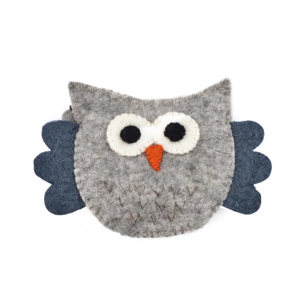 WHOO OWL WOOL FELT COIN PURSE