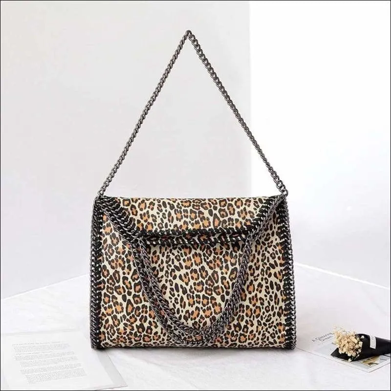 Womens Faux Python Leather Chain Shoulder Bag