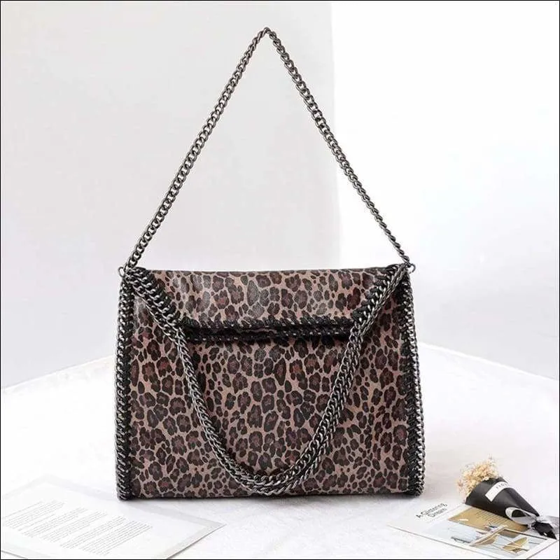 Womens Faux Python Leather Chain Shoulder Bag