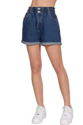 Women's Paper Bag Denim Shorts