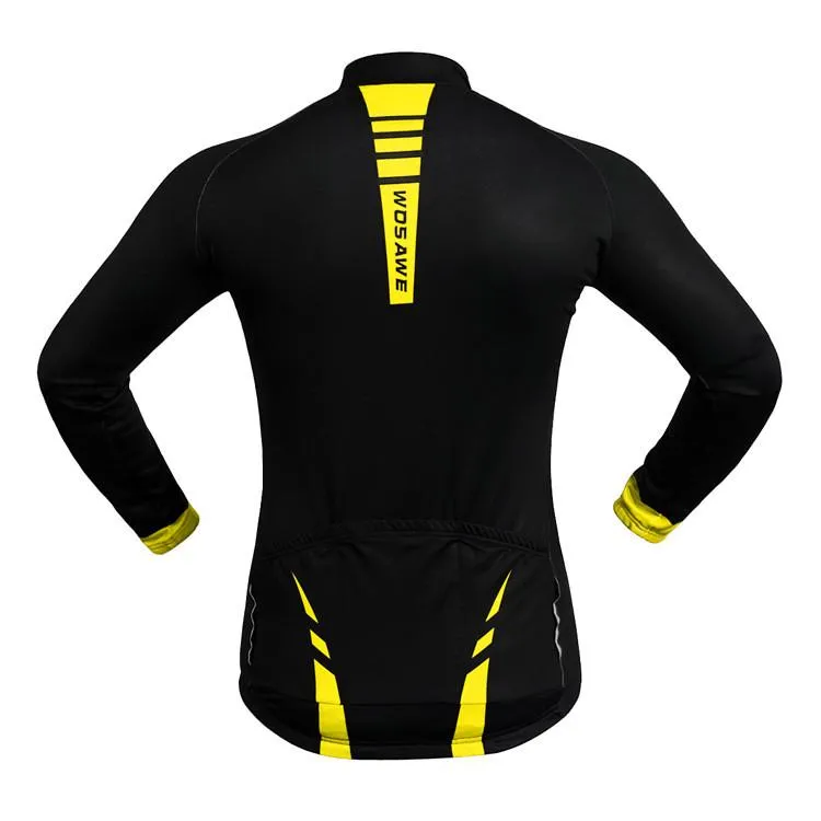 WOSAWE Black Yellow Long Sleeve Cycling Jersey Top