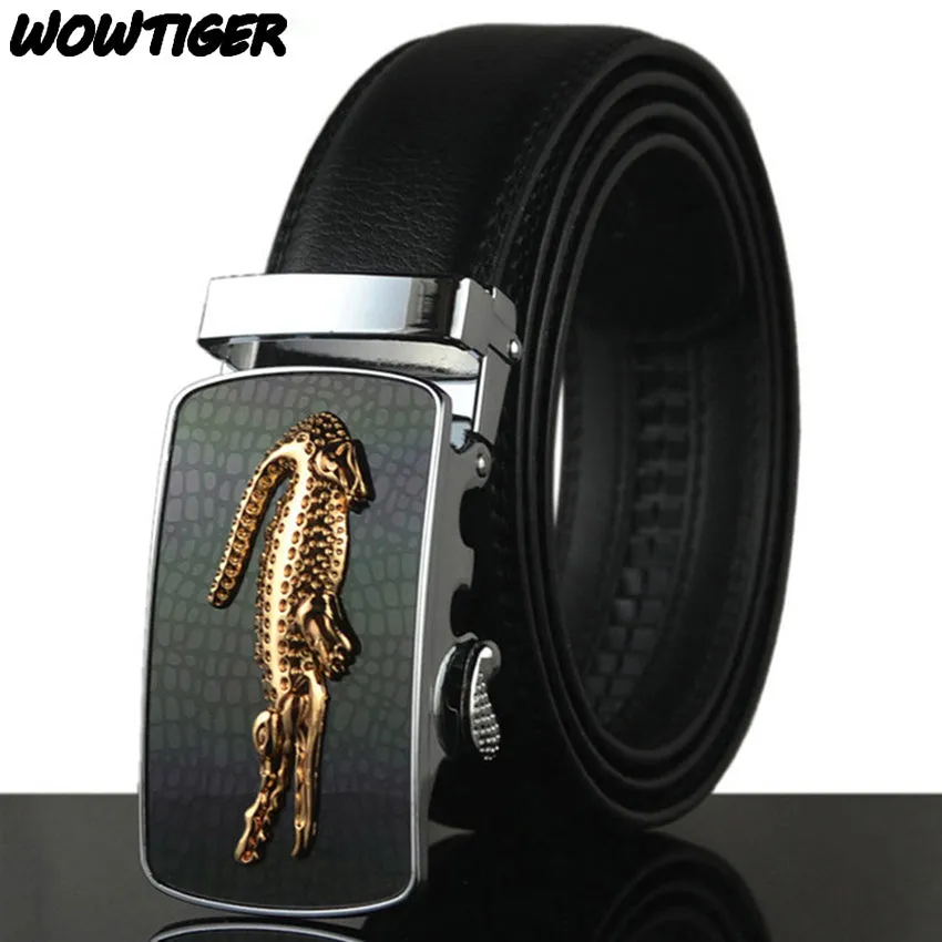 WOWTIGER Belt Man Hot Fashion Cowhide Leather men Designer Luxury Famous High quality Automatic buckle men Belts for men